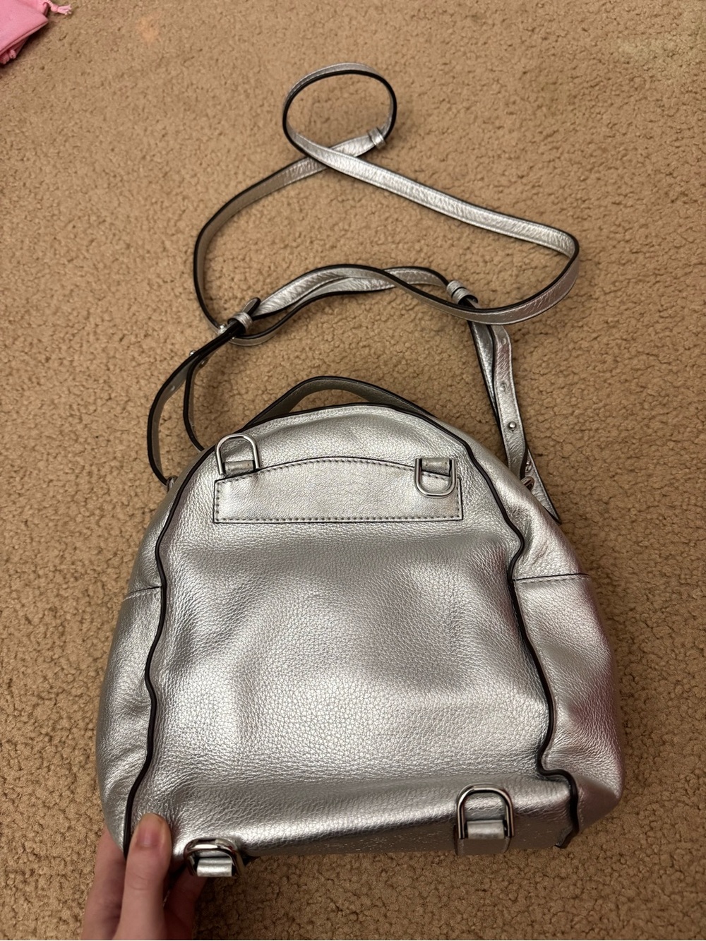 Michael Kors Silver Convertible Mini Backpack Crossbody - Picture 2 of 5